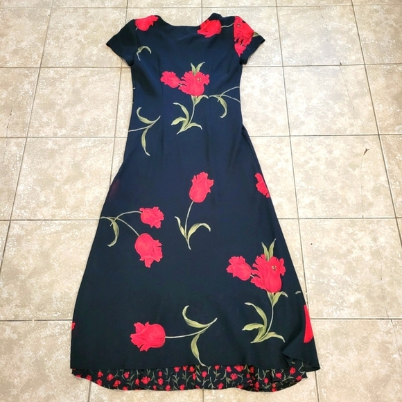 Jessica Howard Women's Vintage Y2k Black Floral Midi Dress. S 10 Witchy Vampire - Picture 4 of 10